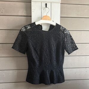 Club Monaco Elegant Black Lace Top